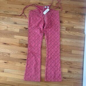 Namilia Pink Monogram Denim Thong Pants NWT - Large